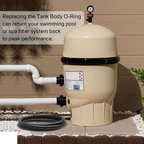 Tank Clamp O Ring Replacement For Clean And Clear Plus Fiberglass Reinforced Polypropylene Tank Filters And FNS Plus Filters Compatible With CCP 320 420 520 CCP240 Quad DE And FNSP24 36 48 60 Keeps Your Seal Tight shown with a filter system.