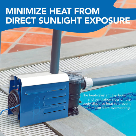 Universal Pool Pump Motor Cover With Adjustable Fit For 1/3 To 2 HP Motors, Durable Hard Plastic, Installed by Pool