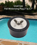 2 Inch Pool Winterizing Rubber Plugs 2 Pack With Stainless Steel Screws For Inground Pools displayed near a poolside