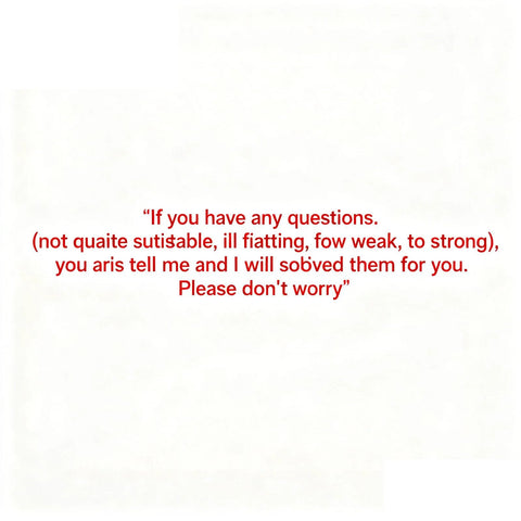 Text displaying a customer service message with typographical errors in red on a white background.