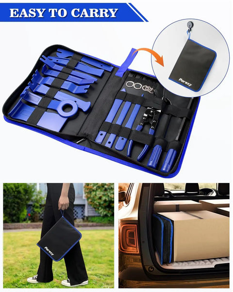 19Pcs Trim Removal Tool Kit For Car Panels Dashboards Doors And Audio Systems Pro Grade Plastic Pry Tools in carrying case