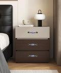 Blue and White Porcelain Pattern Ceramic Cabinet Pulls Set Of Eight With Bronze Finish Screws Installed on Bedroom Dresser