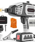 Pro Grade 120 Amp Portable Welder with IGBT Inverter, gloves, and accessories for 110V power, ideal for patio furniture and light DIY projects.