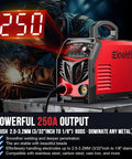 Beefy 250 Amp Stick Welder With Dual Voltage 110V And 220V Auto Switching, LED Display Arc Welding Machine illustration.