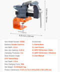 4.5 Inch Bench Vise with 270 Degree Swivel Base, made of ductile cast iron, shown with quick release rotating clamp.
