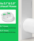 Portable AC Sliding Door Vent Kit With Adjustable Length From 16.9 To 88.6 Inches Fits 5.1 And 5.9 Inch Exhaust Hoses