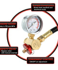 All in one Portable Air Tank Repair Kit with brass shut off valve, 0-200 psi gauge, safety bypass valve and 4 ft hose