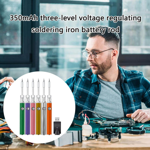 Portable Soldering Iron Battery Rod With 350mAh Capacity And Three Adjustable Voltage Settings for PCB work, USB shown