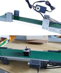 Automatic Belt Conveyor Portable Conveyor Table with green rubber PVC belt and power adapter for factory production line 10x70 cm