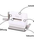 Front view of Portable Die Cutting And Embossing Starter Kit For Arts And Crafts Scrapbooking And Cardmaking On The Go Sizzix Sidekick 661770 Included Compact Manual Cutter With 6.35 cm And 2.5 Inch Openings White, showing key features.