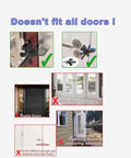 Diagram showing fitment of Stay Safe Anywhere Heavy-Duty Portable Door Lock; fits interior doors, not suitable for sliding or outswing doors.