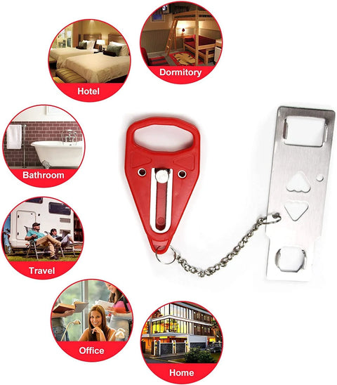 Two pack portable door locks deliver quick, tool free privacy and extra safety for home, hotel, or travel, blocking entry from the outside.