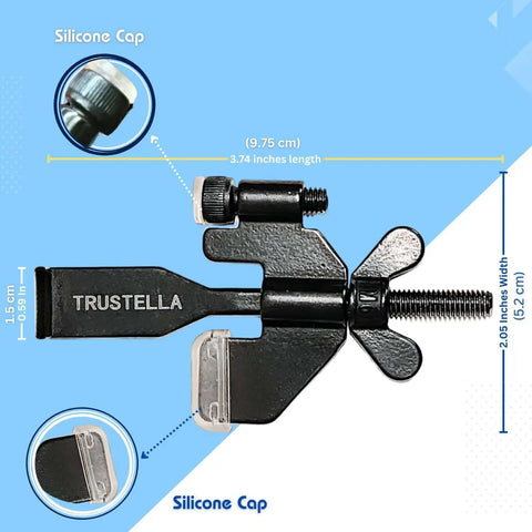 Stay Safe Anywhere Heavy-Duty Portable Door Lock, Stainless Steel Security Device with silicone protector caps shown