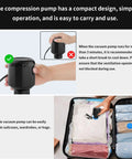Electric Pump For Vacuum Storage Bags And Vacuum Sealer Bags Portable Air Pump being used on clothes in a vacuum bag