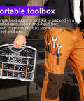 Man holding portable toolbox with Metric Flange Bolt Set 400 Pcs 10.9 Grade M6x1.0 M8x1.25 M10x1.5 Black Hex Bolts Nuts