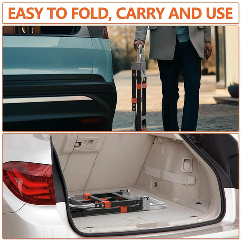 Folded 3 in 1 Heavy Duty Folding Hand Truck, Convertible Steel Dolly with Telescopic Handle fitting in car trunk