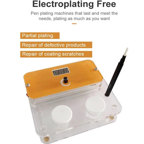 Gold Plating Kit For Jewelry With Electroplating Pen Lightweight Portable Plating Tool Set shown with solution bottles