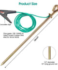 Portable Ground Rod Kit With 4Ft 12AWG UL Listed Grounding Wire And Crocodile Clips, 18-inch rod, wire, clip close-up