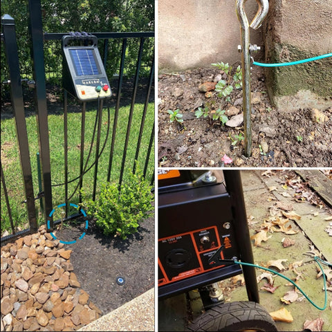 Portable Ground Rod Kit With Half Inch Diameter Eighteen Inch Rod And Five Point One Foot Twelve AWG UL Listed Ground Wire in use