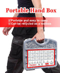 Person holding Twidec/1281PCS Nuts and Bolts Assortment Kit in portable storage case, showcasing ease of carry.