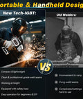 Comparison of Portable 110V Arc Welder With IGBT Inverter showing new tech benefits versus old welders