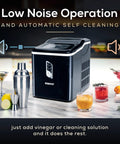 Portable Countertop Ice Maker With LED Control Panel and drinks, produces 26 lbs of ice/day, ideal for home, kitchen, office, RV, outdoor use.