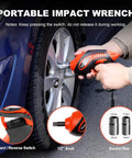 Using impact wrench from 5 In 1 Electric Hydraulic Car Jack Kit with 12V for SUV and sedan tire change