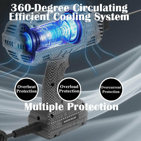Cooling system of Portable 140A 110V IGBT Inverter Handheld Welder with Hot Start Arc Force Anti Stick and Base Stand