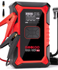 Portable 3000A Jump Starter With Air Compressor For Cars And Trucks, 12V Supersafe Lithium Battery Booster in black and red
