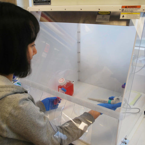 Using 24 Inch Wide Portable Laminar Flow Hood for Medical and Laboratory Use, ISO Class 5 Cleanroom with vertical laminar flow and filter.