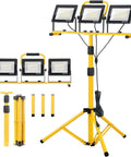 21000 Lumen LED Work Light With Stand 3 Head Portable Tripod Light With 16 Foot Cord IP66 Waterproof for job site lighting