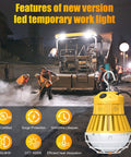 LED Temporary Work Light 100W 13000LM 5000K Portable Hanging Construction Light With 10Ft Cord And Sturdy Hooks Linkable Design For Job Site Workshop And Garage ETL Listed in use at construction site at night