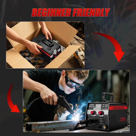 Beginner using 3 in 1 MIG TIG Stick Welder for Home DIY and Metal Repair, 145A Flux Core Inverter Gasless Welder With Synergy Control