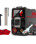 110V 135A MMA Arc Welder with Digital Display and Overheat Protection, includes gloves and 20 rods, front view with accessories