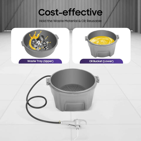 Portable Handheld Oiler Bucket And Oil Gun Kit 4.55L One Gallon With 4.59ft Long Hose for pipe threading machines, waste tray, and oil bucket