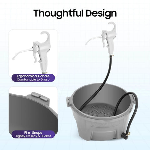 Hand Held Oiler Bucket Kit With Oil Gun For Pipe Threading Machines, ergonomic grip, 1 gallon capacity, durable plastic kit