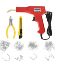 Portable Car Plastic Welder Kit with 200 Pieces and 4 Welding Heads Bumper Crack Repair Gun Set with tools and wire pieces.