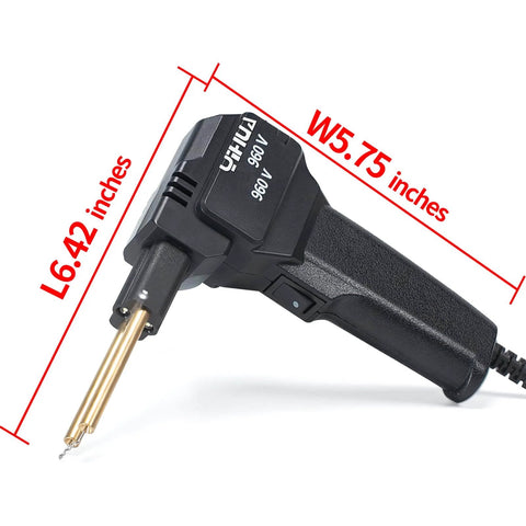Side view of a Portable Plastic Welding Kit with LED Light, showing dimensions L6.42 and W5.75 inches.