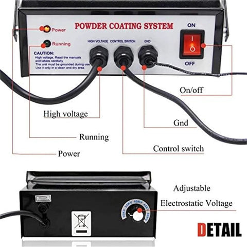 Control panel of Portable Powder Coating System With Electrostatic Spray Gun And Foot Switch Includes Nozzles And Powder Cups 5 Level Adjustment
