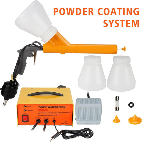 Portable Powder Coating System With Electrostatic Spray Gun And Foot Switch Includes Nozzles And Powder Cups 5 Level Adjustment