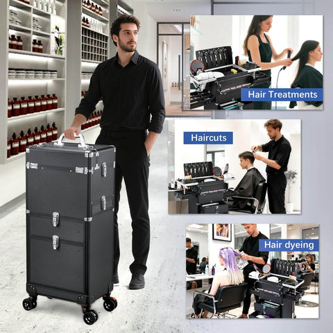 Pro Salon Cart With Four Drawers On Wheels For Hair Pros Portable Salon Station With Worktop Tray Rolling Makeup Train Case