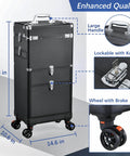 Image showing Pro Salon Cart With Four Drawers On Wheels For Hair Pros Portable Salon Station With Worktop Tray Rolling Makeup Train Case.