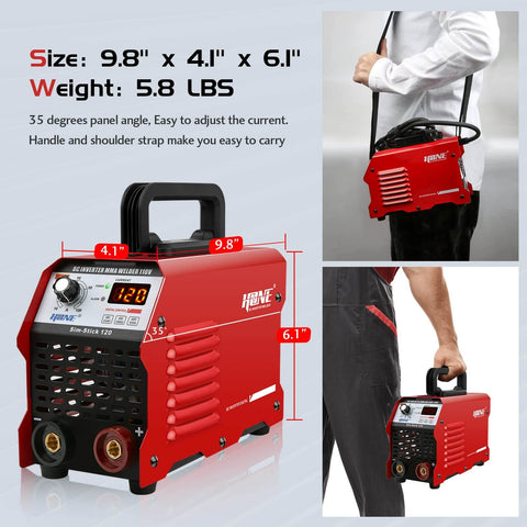 Stick Welder 110 Volt Portable Arc Welder With 120 Amp Output, Smart Hot Start And Arc Force, Anti Stick Tech, side view