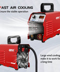 Stick Welder 110 Volt Portable Arc Welder With 120 Amp Output, Smart Hot Start, front and back view with digital display and cooling fan
