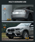 Portable Tire Inflator With Dual Power Motors And Bright LED Light 150 PSI 12V DC Or 110V AC in use with two cars