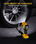 Portable Tire Inflator With Dual Power Modes, 21V Cordless Rechargeable Air Compressor inflating car tire