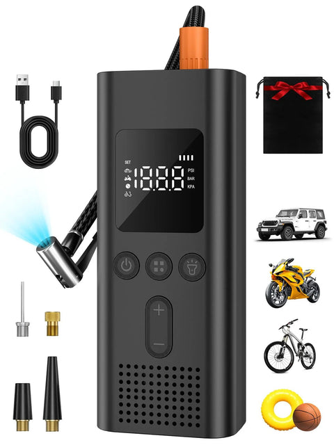 Portable Tire Inflator And Cordless Air Compressor With 150 PSI LED Light Auto Shut Off Rechargeable Battery Fast Inflation