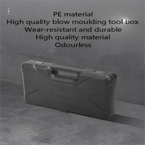 Side view of portable carry case for All-In-One 146-Piece Home And Auto Tool Kit For Repairs, DIY Essentials, made of durable PE material.