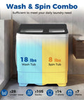Portable Twin Tub Washing Machine With Drain Pump And Spinner Combo 18 Pound Washer And 8 Pound Spinner for 26 Pound Total Capacity