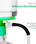 Portable Vacuum Pump For Lab Filtration And Distillation with tubing connectors, close-up on nozzle compatibility for varying sizes.